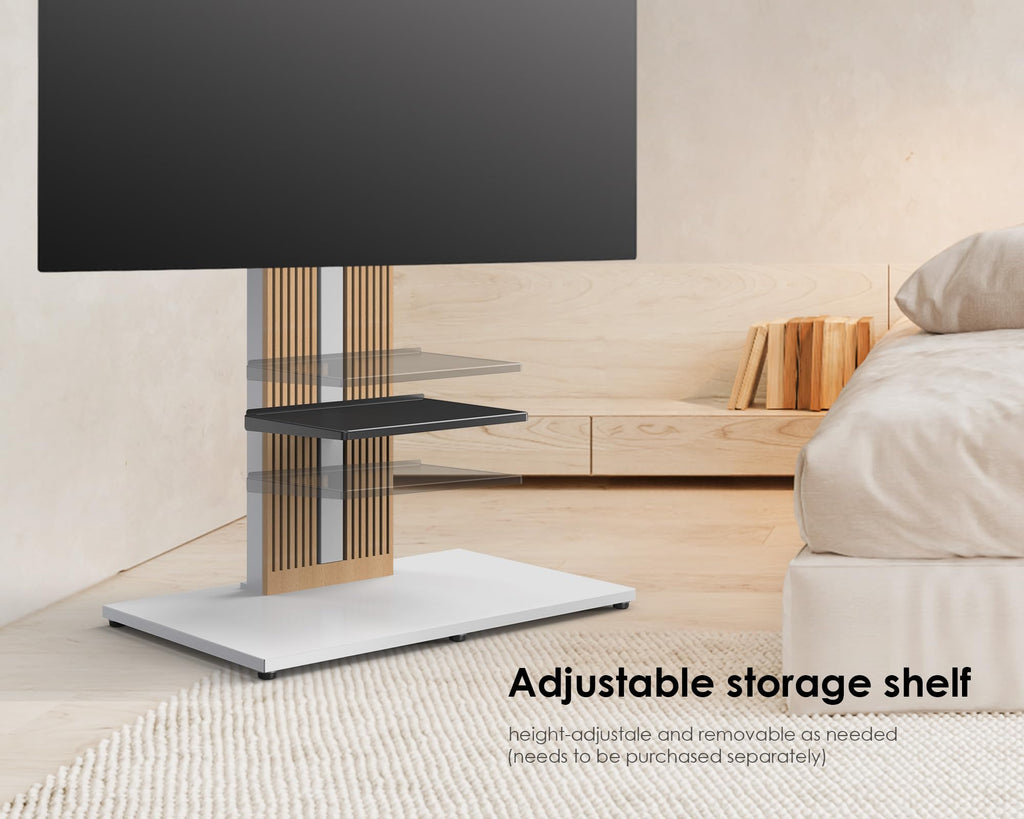 Floor TV Stand for 55-88 Inch TVs with Hidden Back Storage, White