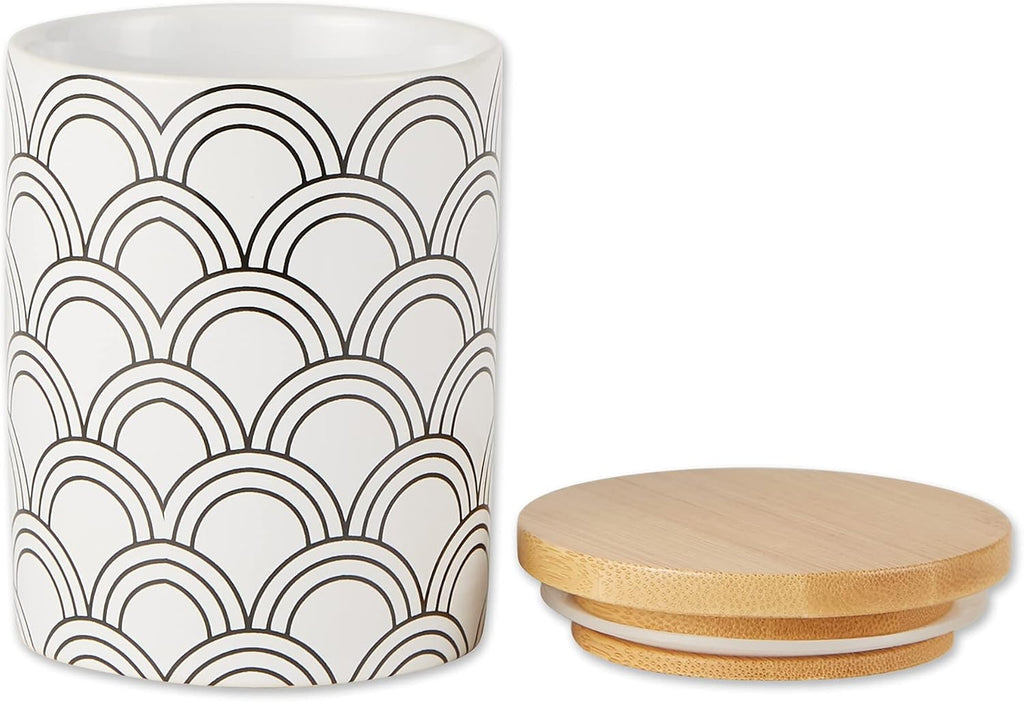 Kitchen Ceramics Collection, Canister Set, Mixed Print, White/Black - Set of 3