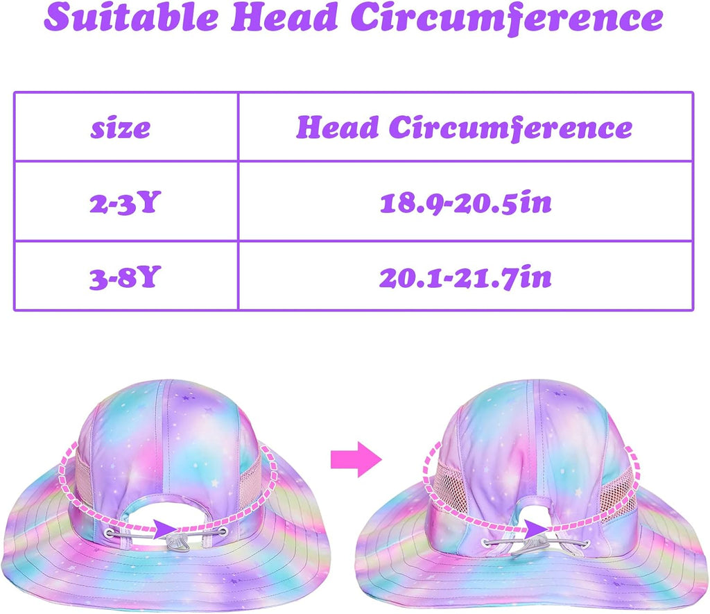 Sun Hat for Kids Girls, UPF 50+ Wide Brim Beach Hat for Toddler