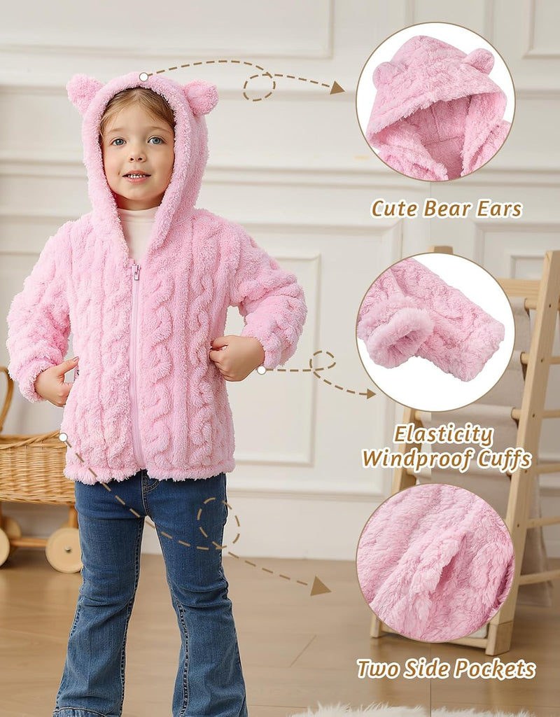 Toddler Fleece Jacket Girls Warm Coats Winter Outerwear 2-6 Years