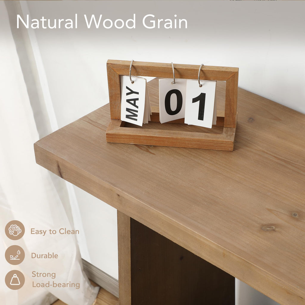 43.3" Wood Console Table, Farmhouse Sofa Table, Brown