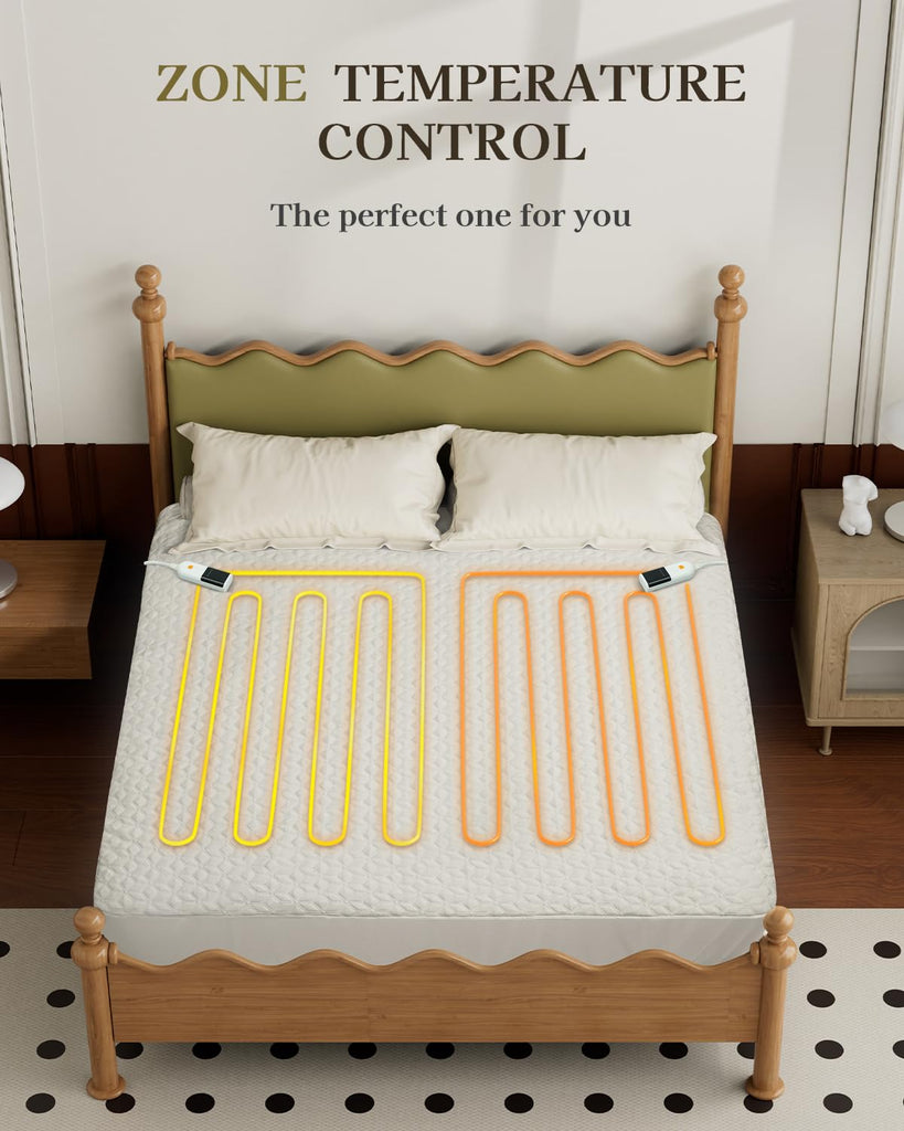 Heated Mattress Pad -Heated Pad for Bed Warmer(White)
