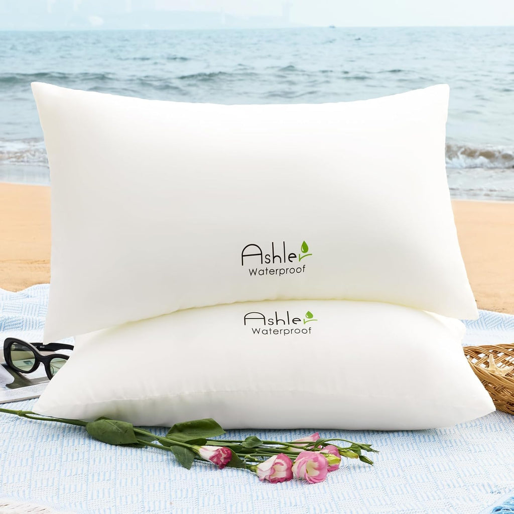 Ashler Outdoor Lumbar Pillows, 12x20 Pillow Inserts - Set of 2