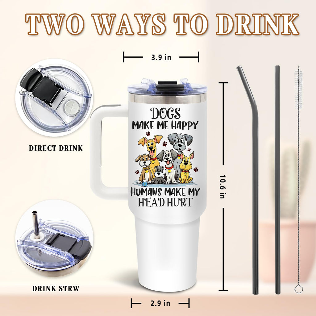 Dog Tumbler 40oz, Insulated Funny Dog Lover Gifts for Women