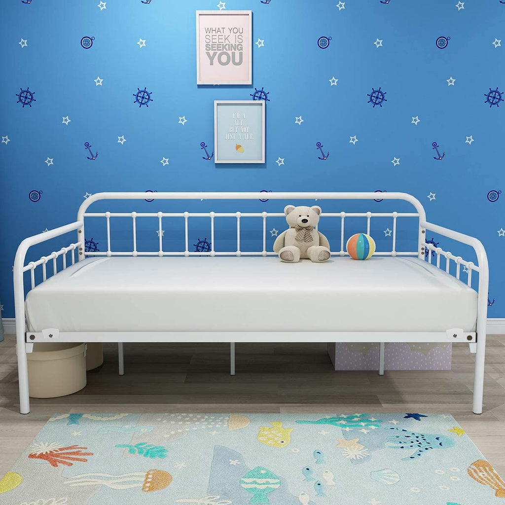 Multi-Purpose Metal Daybed Frame Twin Size, White Color