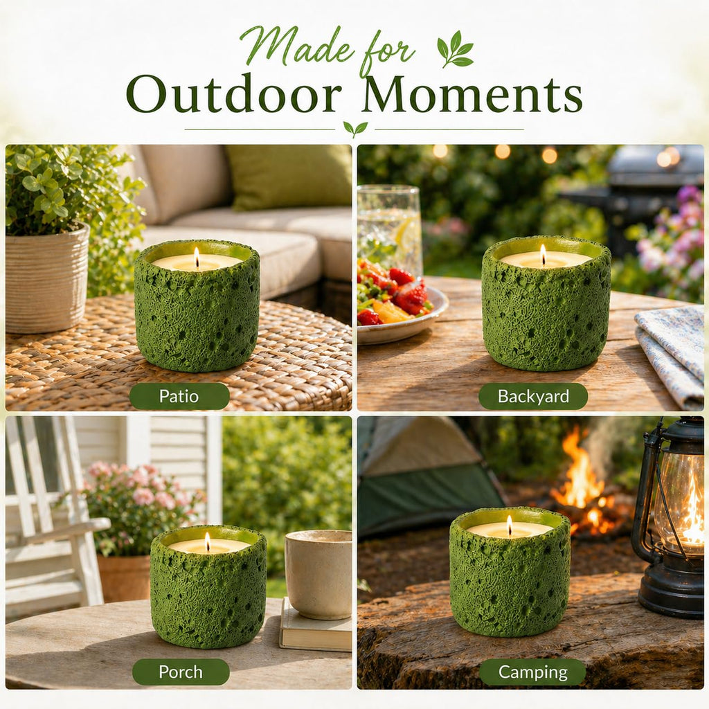 6oz Citronella Candle Outdoor, Small Citronella Candle Indoor, Candles Scented, Non Toxic Soy, Green Ceramic Jar