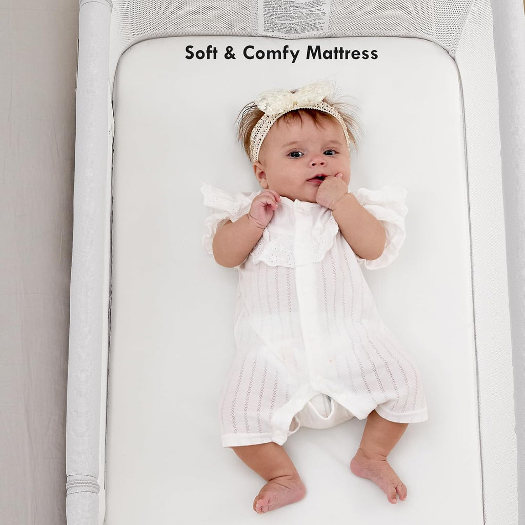 Bassinet Bedside Sleeper, 3-in-1 Rocking Bassinet for Baby with 6-Level Height Adjustable, 4 Wheels & Breathable Mesh
