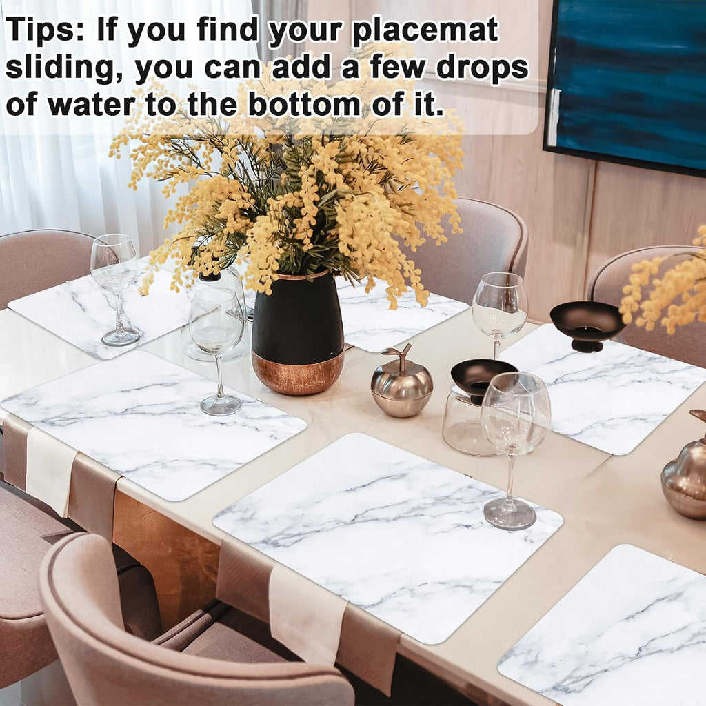 Marble Plastic Placemats Marbles Table Mats 17×13×0.04in - Set of 6