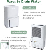 150 Pints Dehumidifier with Pump - 7000 Sq. Ft Quiet Dehumidifier for Home, Large Basement