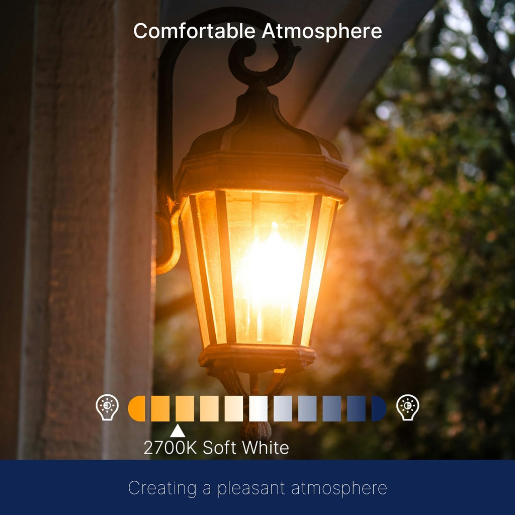 Dusk to Dawn Outdoor Sensor LED Edison Bulbs, 4W (40W Eqv.), 450LM, B11 LED Candelabra Bulb E12 Base, Auto On/Off