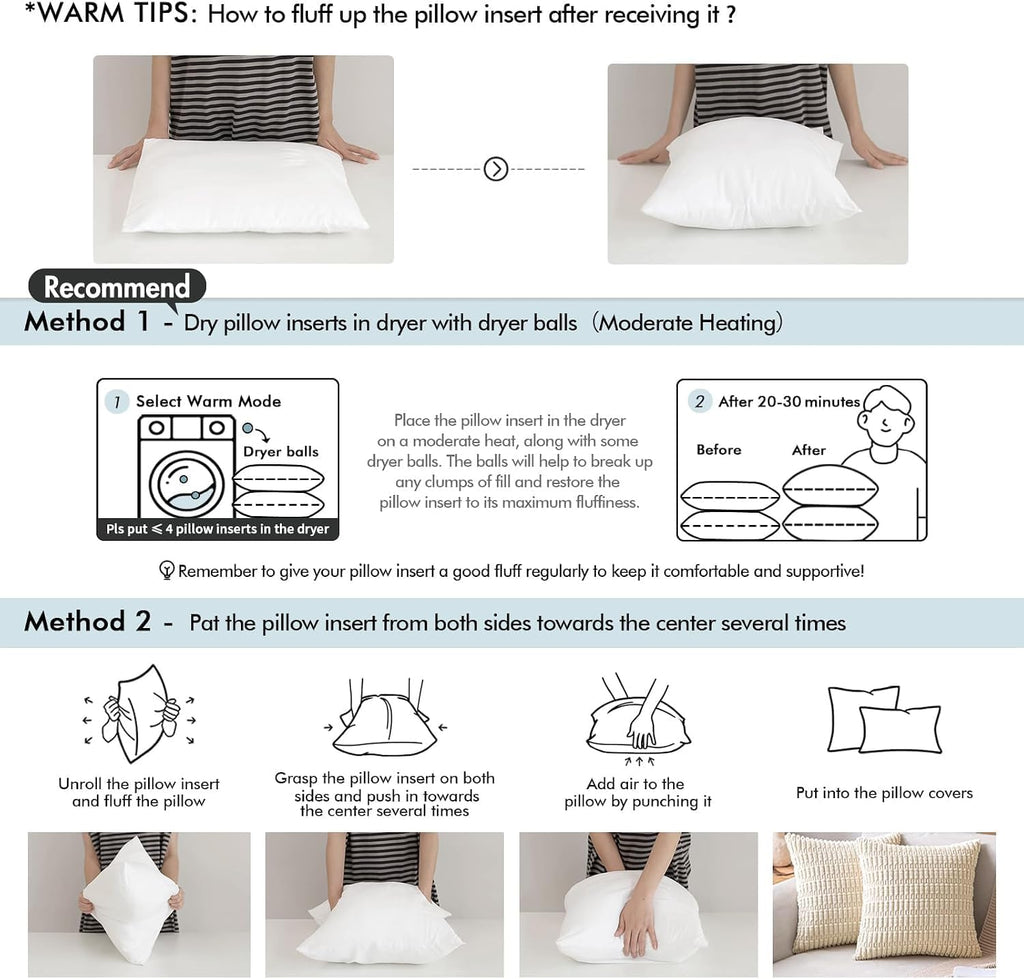 20x20 Throw Pillow Inserts Decorative Pillow Inserts - Set of 2