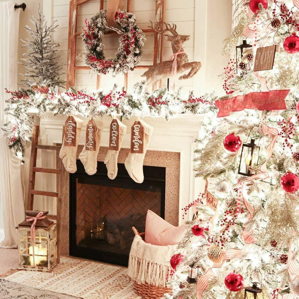 Christmas Stockings 18 Inches Large Size Cable Knitted Stocking Gifts & Decorations for Family Holiday Xmas - Set of 4