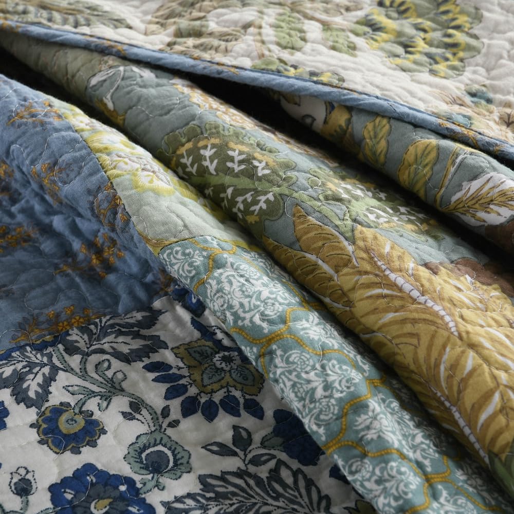 Cotton Bedspread Quilt Sets with 2 Shams, Soft Reversible Bedding Coverlet Sets Oversized California King Comforter
