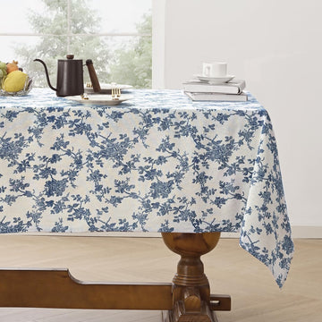 Cotton Linen Rectangle Tablecloth - Pastoral Floral Tablecloth Washable Table Cloth Dining Room Tabl