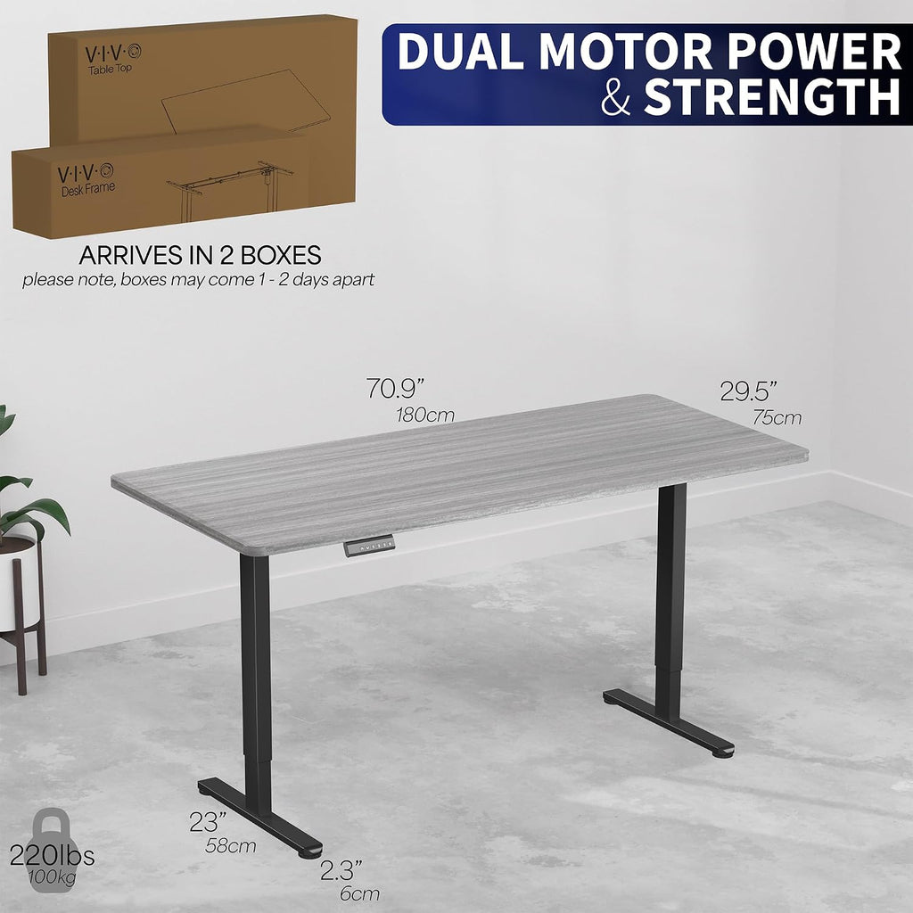 Dark Gray 71 x 30 in Standing Desk, DESK-KIT-E2B71G | Electric, Dual Motor, Holds 220 lbs, Sit Stand, Height