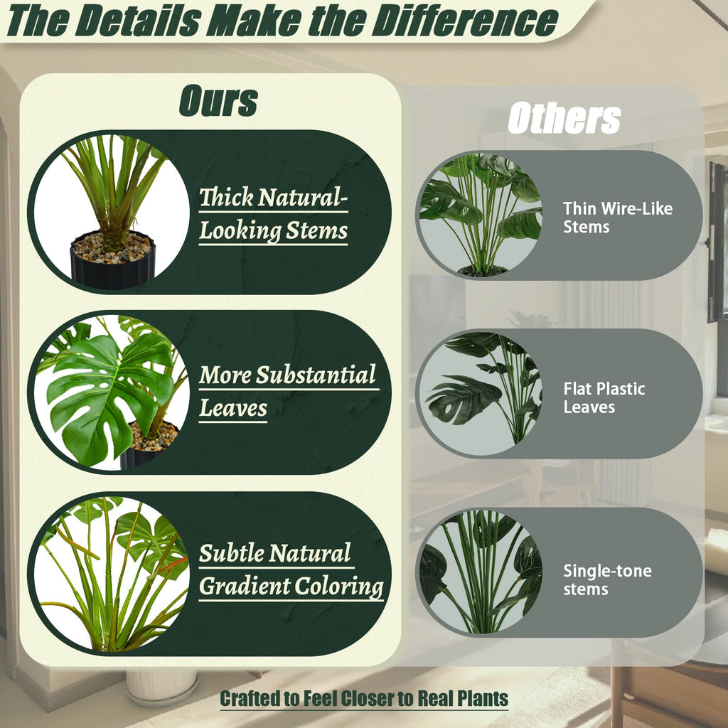 Fake Plants, Artificial Monstera Plant in Pot