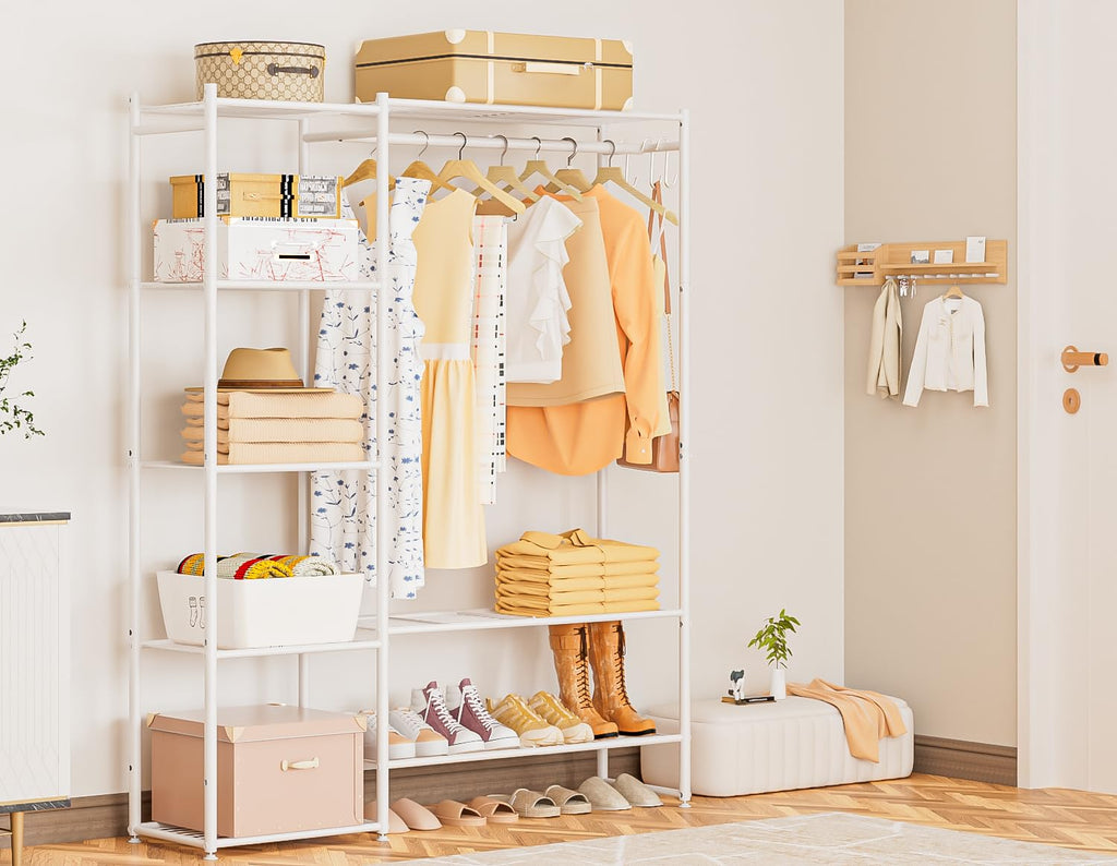 Clothing Racks for Hanging Clothes with Shelves, Portable Closet System Organizer Garment Rack for Clothes Storage