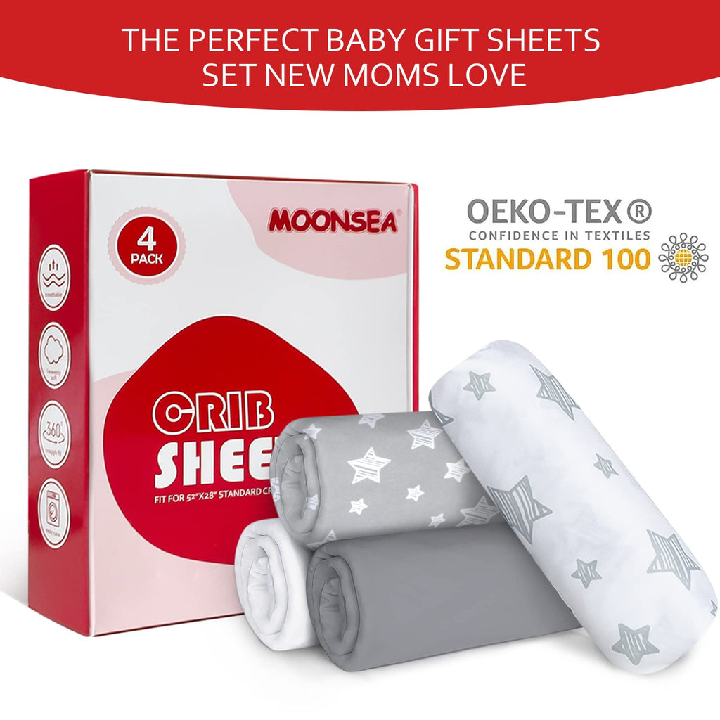 Crib Sheets for Boys or Girls 4 Pack, Fitted Crib Sheet