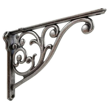 Ornate Decorative Shelf Brackets 12 inch Small Wall Mounted Shelving Bracket 4 Pack Antique Pewter Vintage Shelf