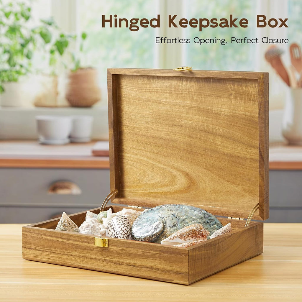 Acacia Wood Keepsake Box, Large Decorative Box, Memories Box with Lids, Wedding Keepsake Box, Jewelry Box, Prayer