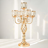 23.2 inch Tall Elegant and Chic 5 Arm Pendant Crystal Candlestick Holder Table Decoration tealight Candle Holder