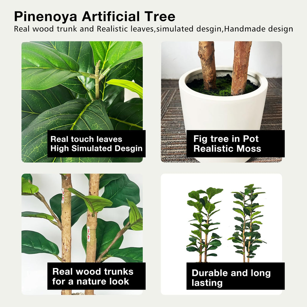5ft Fiddle Leaf Fig Tree Artificial Plants in White Pot