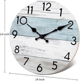 Wall Clock Silent Non-Ticking 14 Inch Battery Operated Country Large Retro Rustic and Beach Style Decorative for