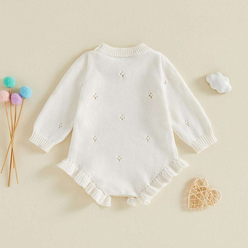 Baby Girl Coming Home Outfit Ruffle Knit Sweater Romper