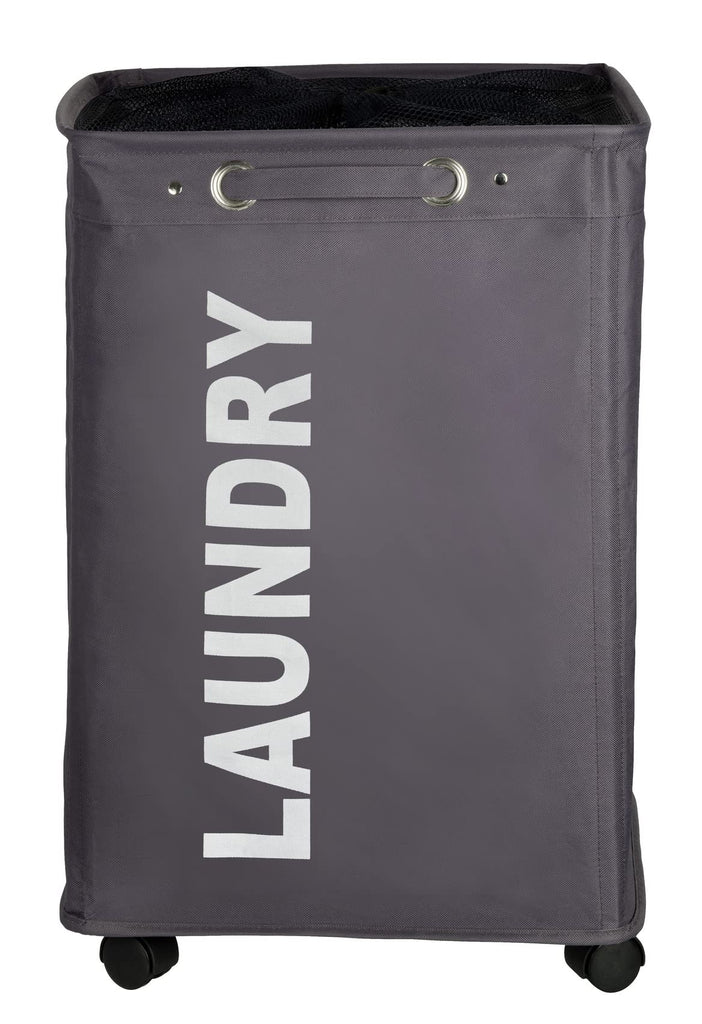 Quadro Laundry Basket with Wheels, Rolling Laundry Bin with Lid, Slim Laundry Hamper, Laundry Sorter, Clothes
