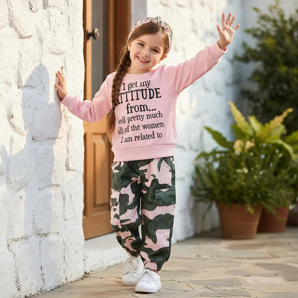 Toddler Girls Clothes 1T Fall Outfits Sweatshirt Camo Pants Set