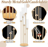 4 Sets Acrylic Candelabra Centerpieces 42.5" Tall Clear Candle Holders Pillar Taper Candlestick with Lampshades 5 Arm