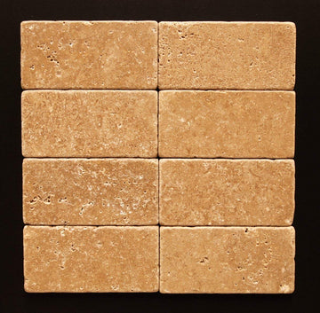 Noche/Chocolate Travertine Tumbled 3"X6" Subway Tile -50 sq.ft.