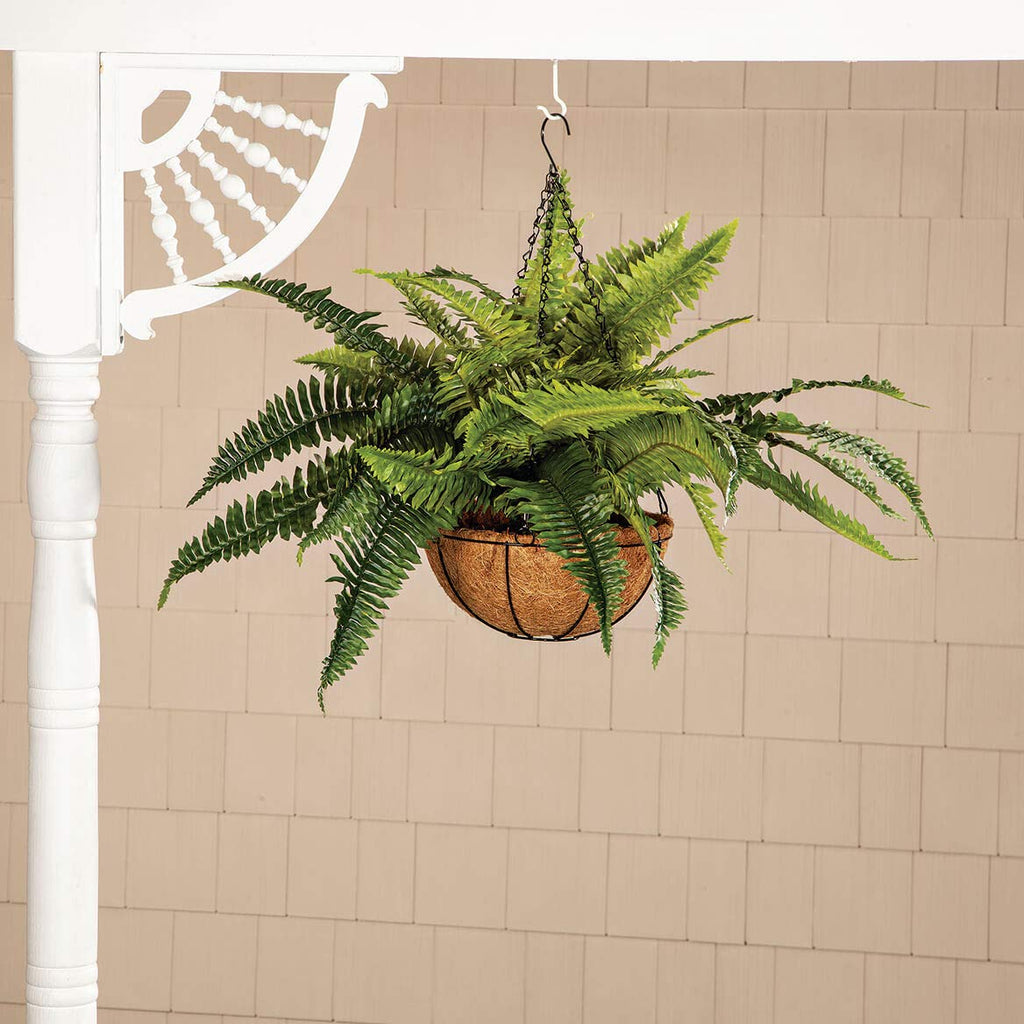Fully Assembled Artificial Fern Hanging Basket Set of 2