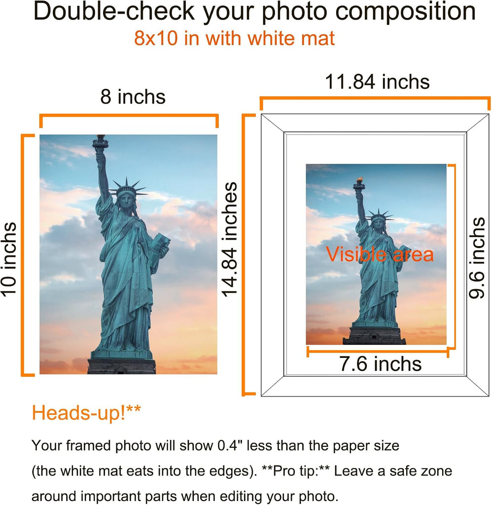 11x14 Picture Frame Set of 10, Display Pictures 8x10 With mat or 11x14 Prints Without Mat, Wall Mounting,Black
