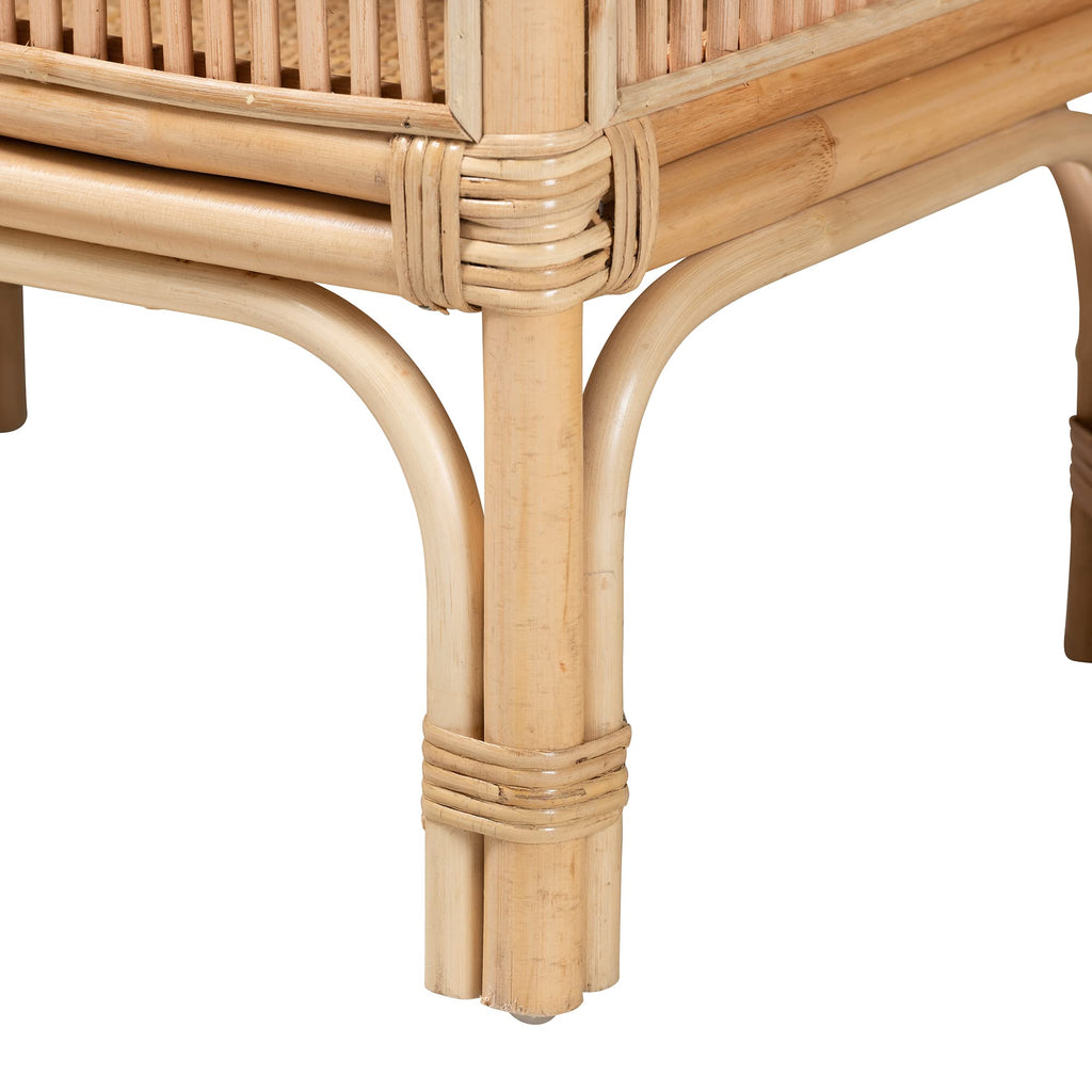 Lombok Modern Bohemian Natural Rattan 2-Tier Console Table