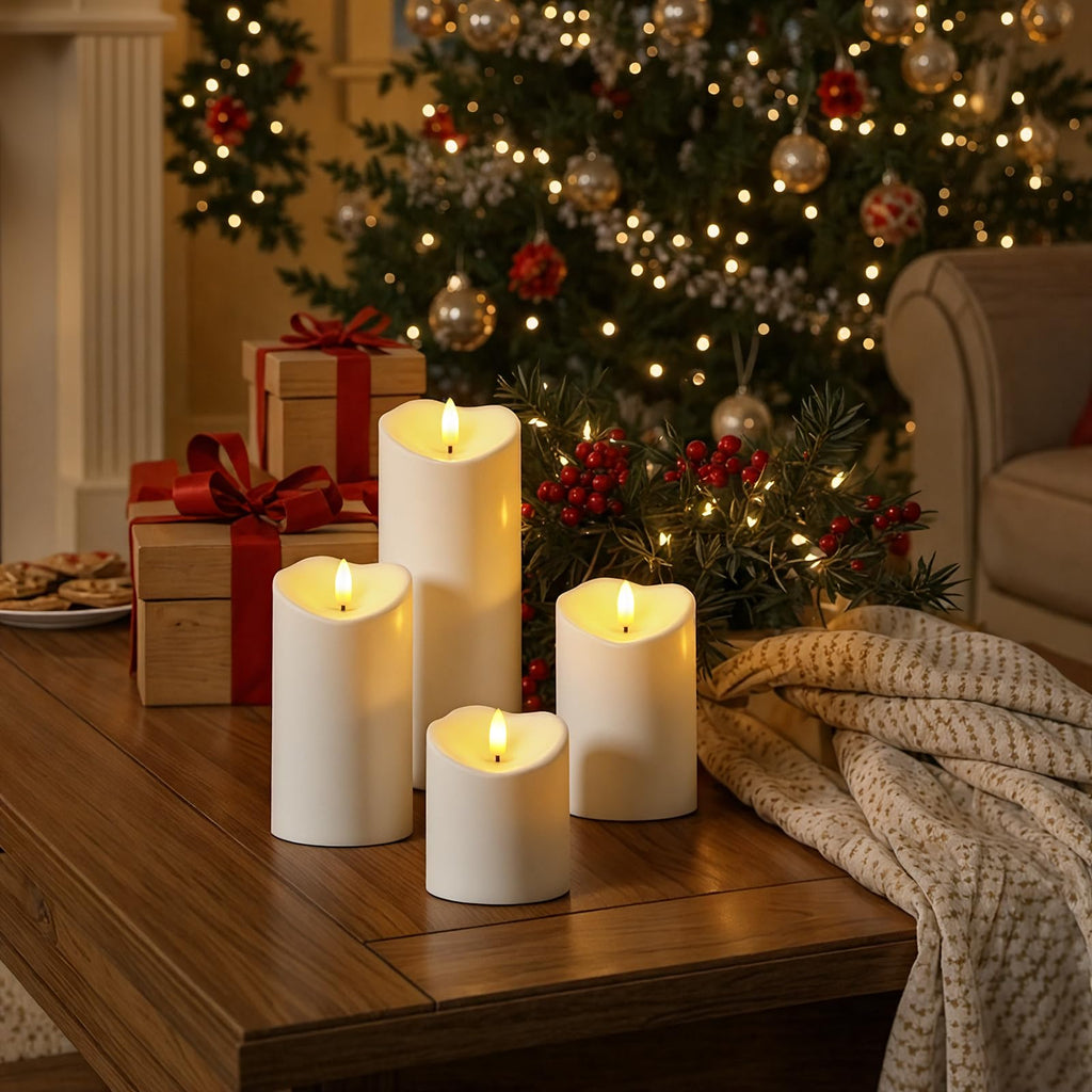 Outdoor Waterproof Flameless LED Pillar Candles with Remote Timer