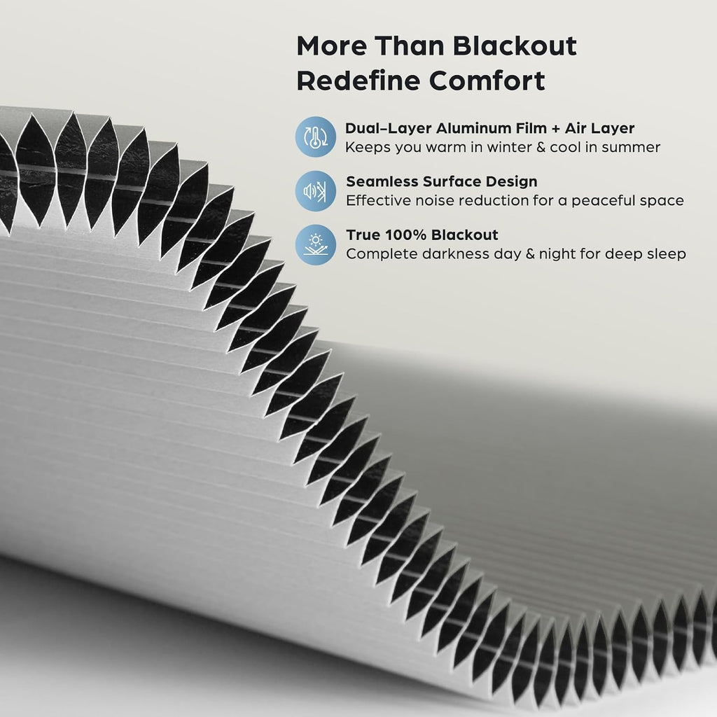 Motorized Cellular Shades with Remote,No Drill Smart Blackout Honeycomb Blinds, Cordless Automatic Electric Window