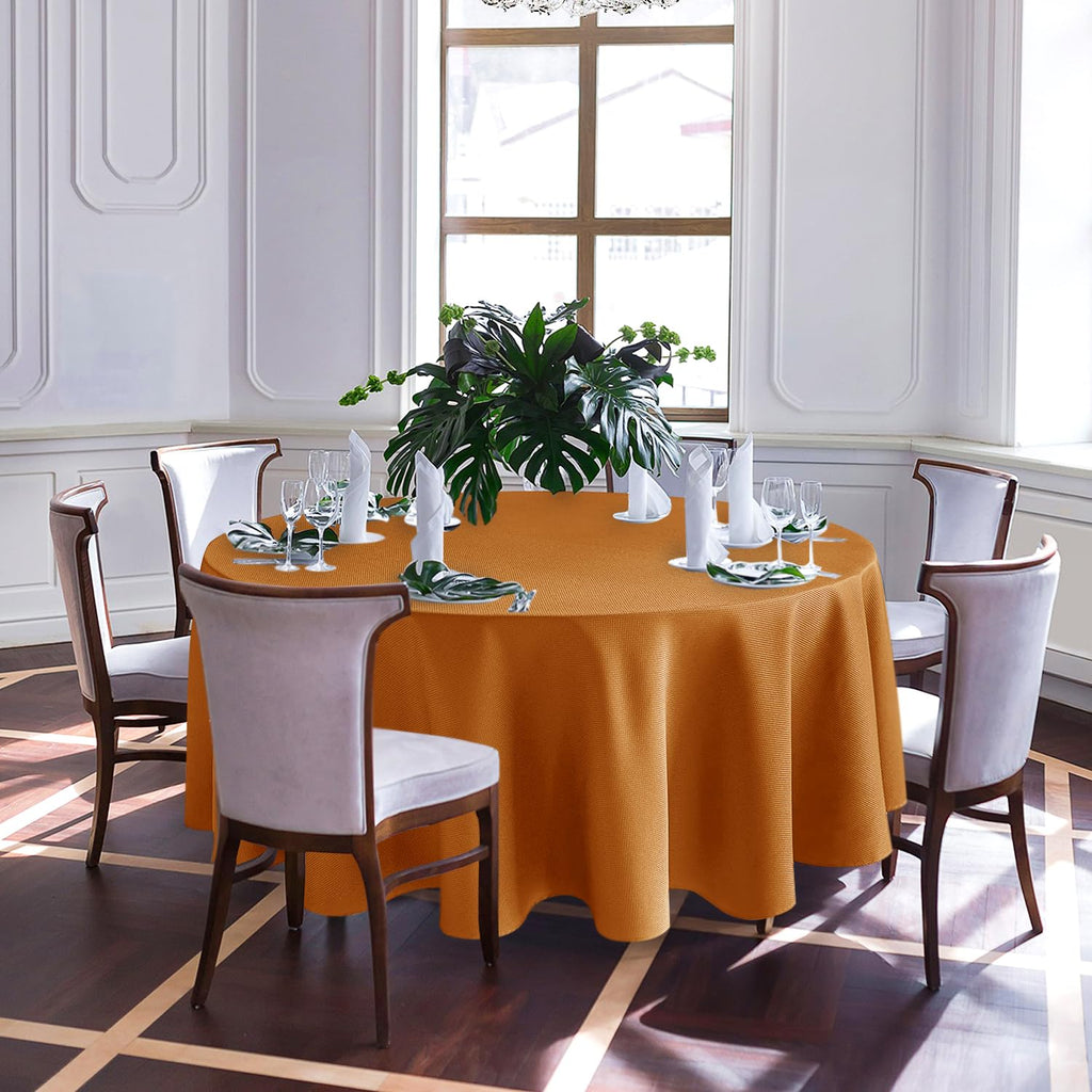 Fall Round Tablecloth 90"-Thanksgiving Autumn Fabric Textured Table Cloths