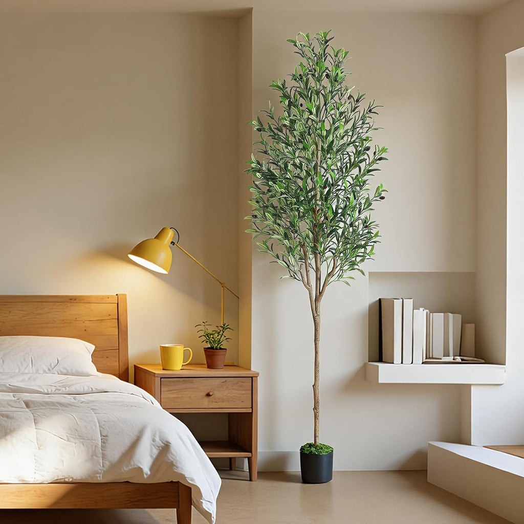 7ft Faux Olive Tree with Lifelike Fruits and Realistic Leaves