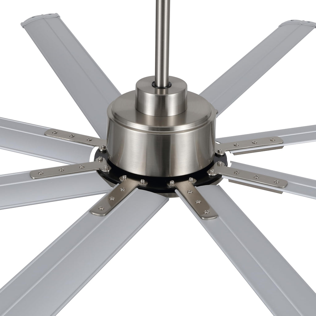 84" Ceiling Fan No Light Silver, Reversible DC Motor, 6 Speed Remote Control, Industrial 8 Aluminum Blades with 3