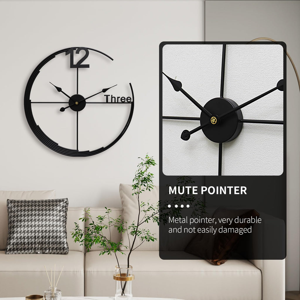 Large Wall Clock, Decorative Modern Wall Clock Round Silent Non-Ticking Battery Operated Clocks