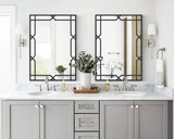 Large Living Room Mirror for Decor, 28" x 40" Rectangle Bathroom Mirror with Matte Black Metal Pipe Frame, Modern Wall