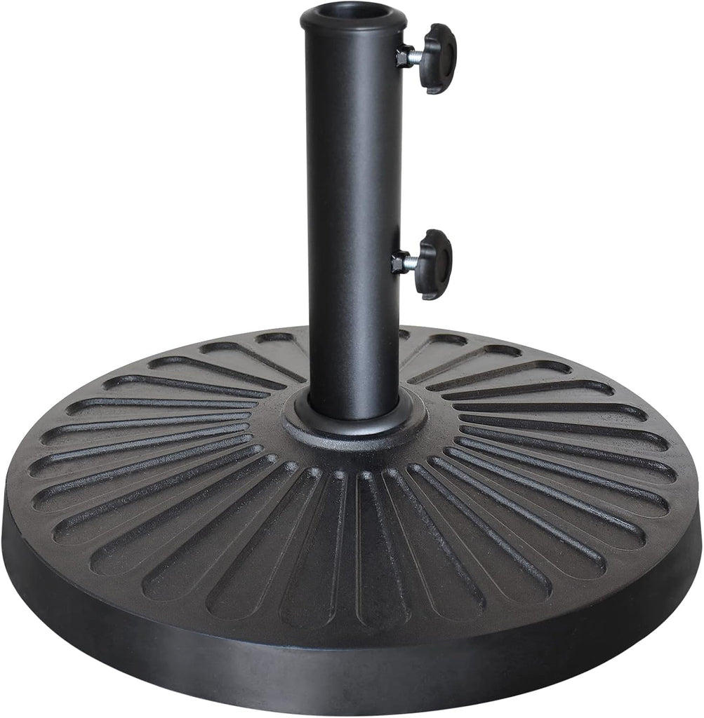 USA 18" Patio Umbrella Base Stand, 26 lbs Heavy Duty Cast Resin Outdoor Table Umbrella Holder for 1.5" - Black