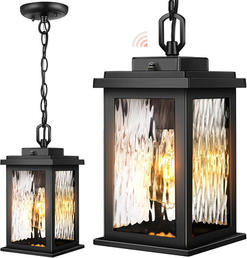 Dusk to Dawn Outdoor Pendant Lights for Porch with Water Glass