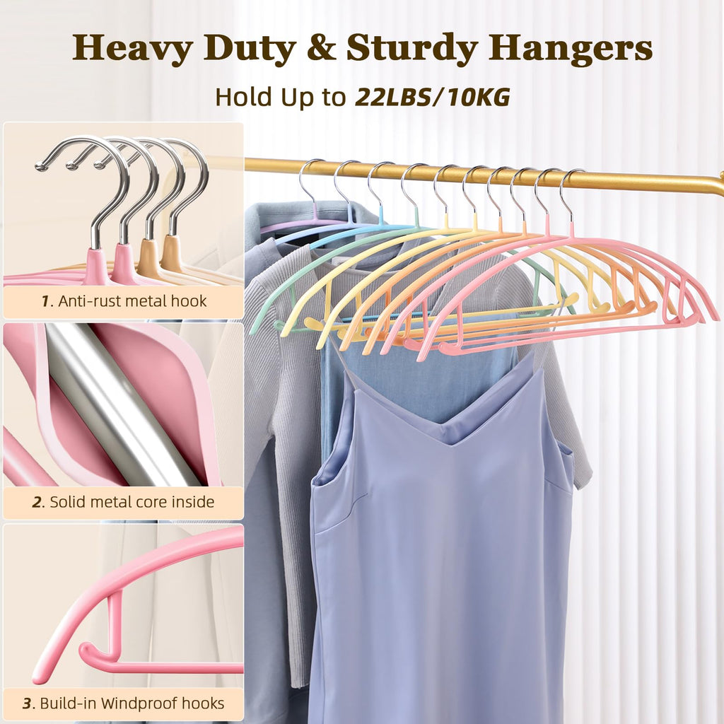 Clothes Hangers Non Slip Rubber Coating Metal Hanger Colorful, 28 Pack