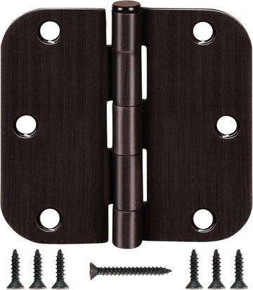 Door Hinge 3 1/2" 12 Pack Rounded Door Hinges Oil Rubbed Bronze 3.5" x 3.5 Inch Hinges for Doors Interior 5/8" Radius