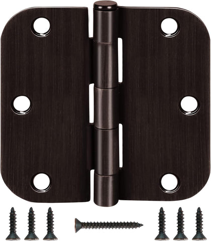 Door Hinge 3 1/2" 12 Pack Rounded Door Hinges Oil Rubbed Bronze 3.5" x 3.5 Inch Hinges for Doors Interior 5/8" Radius