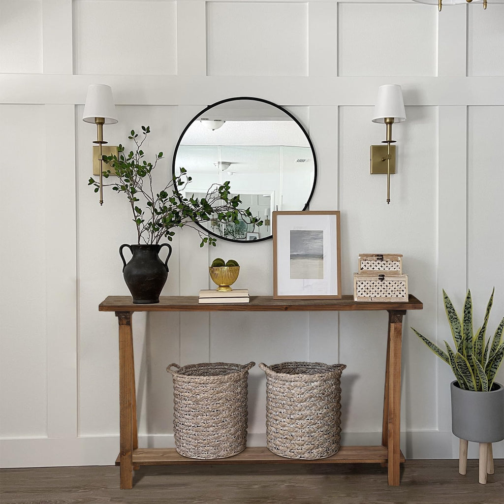 43" Solid Wood Farmhouse Console Table, Natural