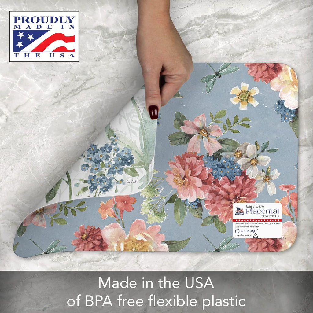 Spring Meadow Floral Reversible Easy Care Placemat 4 Pack - Set of 4