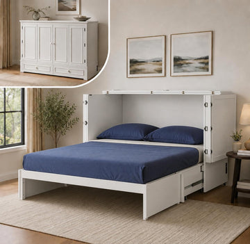 Paradiseo Murphy Cabinet Chest Bed with Charging Station 6 Inch, Queen (White)